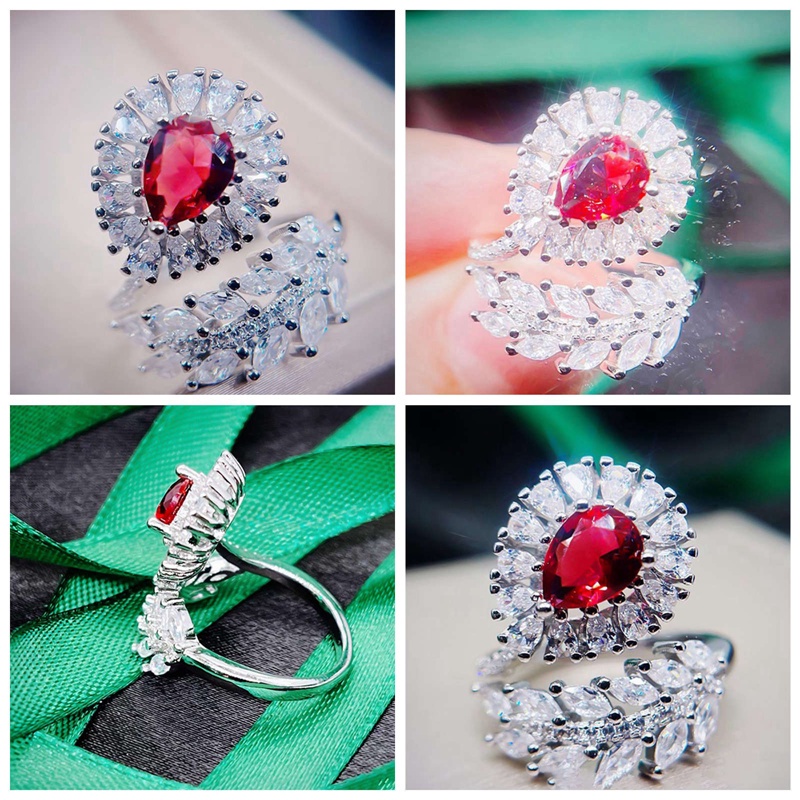 Cincin Batu Ruby Merah Darah Merpati Simulasi Untuk Wanita