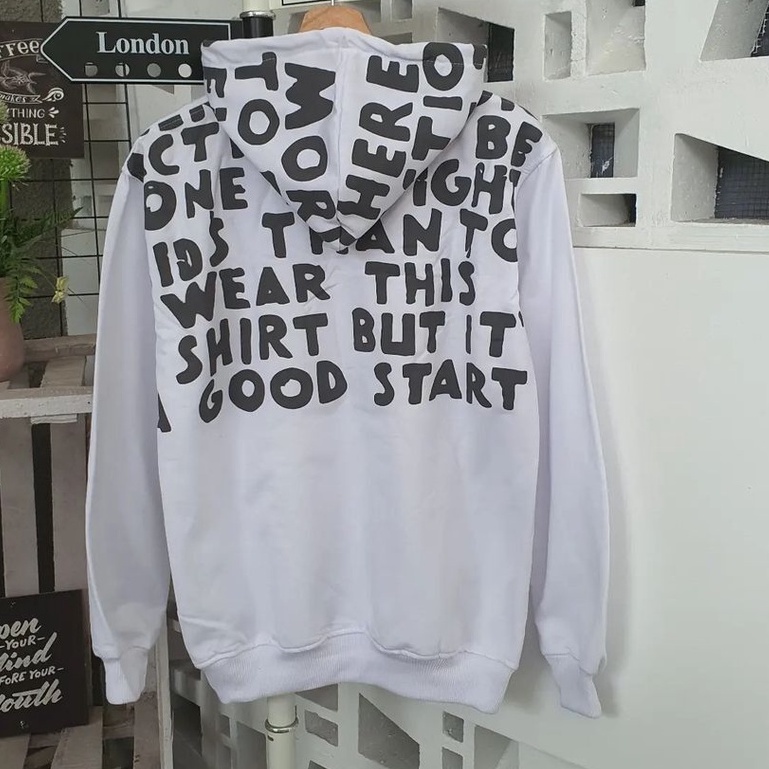 Hoodie Unisex Oversize Good Start Bahan Pleece Terbaru Ala Korean Style