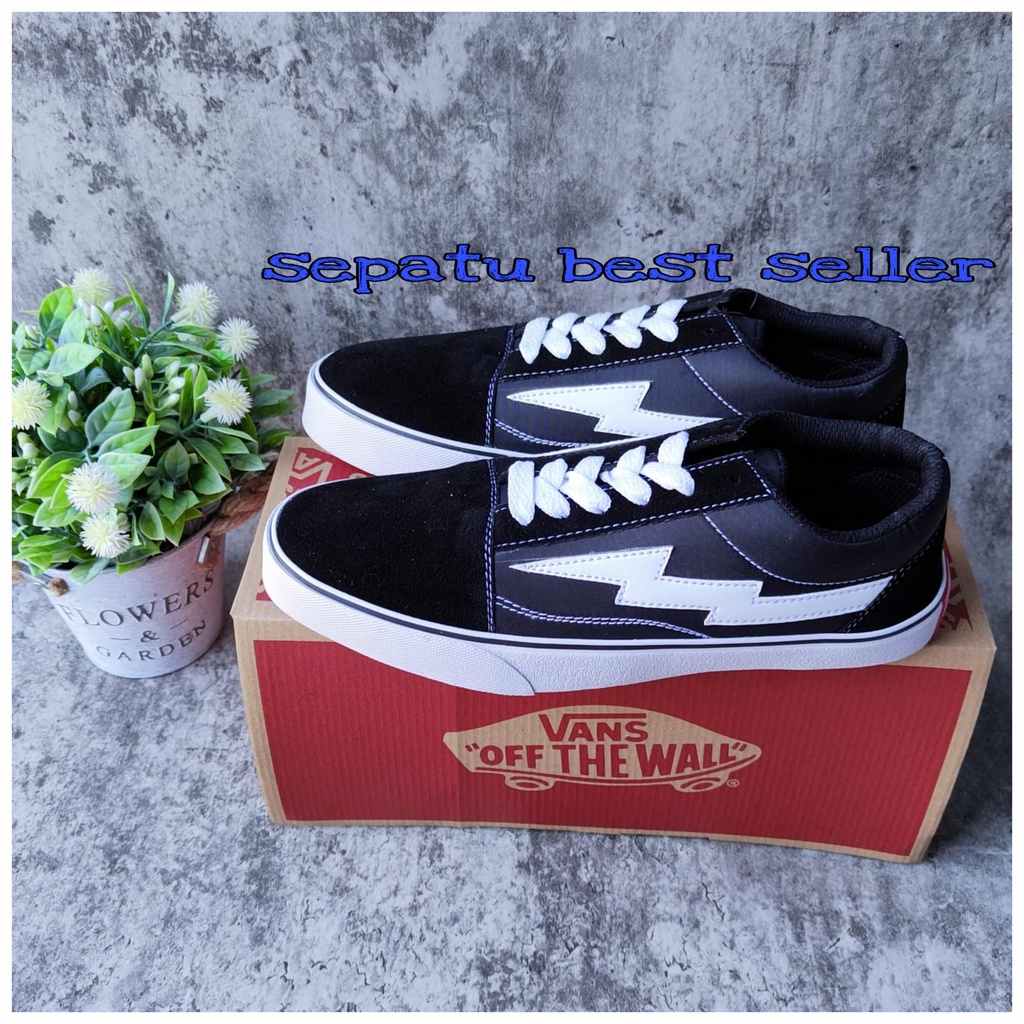 SEPATU VANS PETIR REVENGE X STORM BLACK WHITE CASUAL SNEAKERS COD FREE BOX