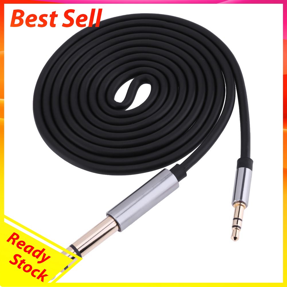 Kabel Audio Jack Mic 6.35mm Male Mono ke Aux 3.5mm Stereo