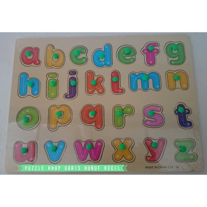 Mainan Edukatif Edukasi Anak Puzzle Knop Pin Alphabet HurufkeciL L22-14