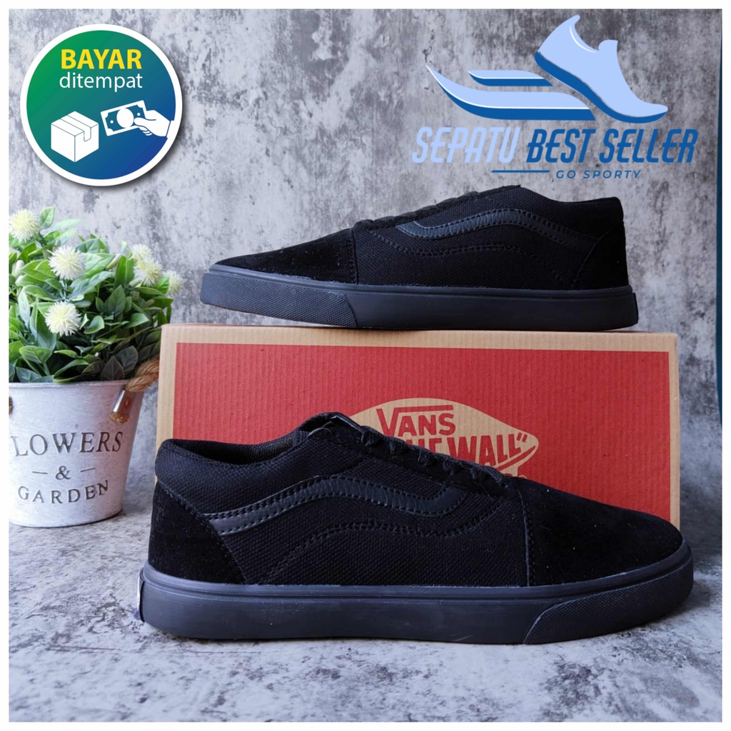 SEPATU VANS OLD SKOOL FULL BLACK SEPATU SKOLAH HITAM POLOS