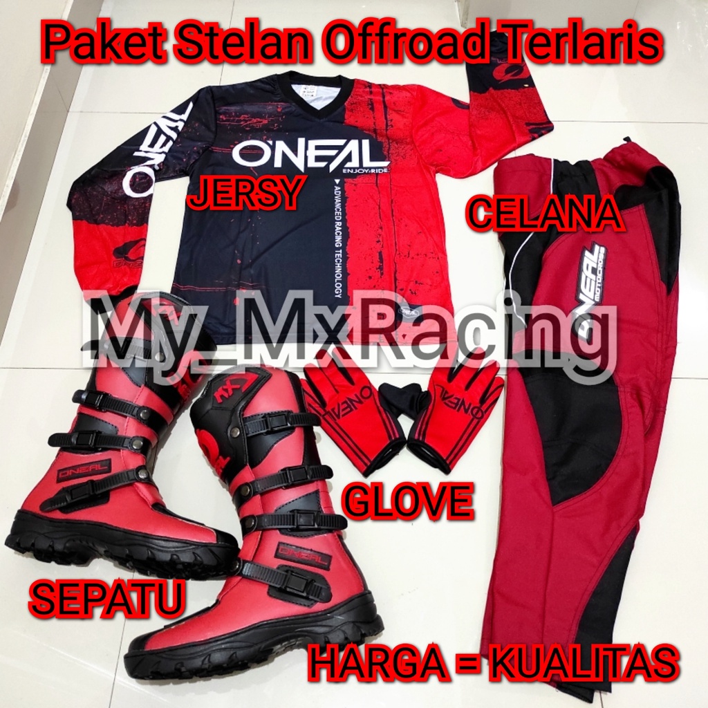 promo stelan offroad ON 02 trail cross sepatu cross jerset trail celana cross tral bonus sarung tangan