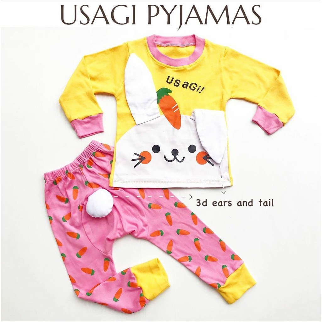 Baju setelan piyama tidur katun motif fashion anak bayi perempuan cewek murah -usa