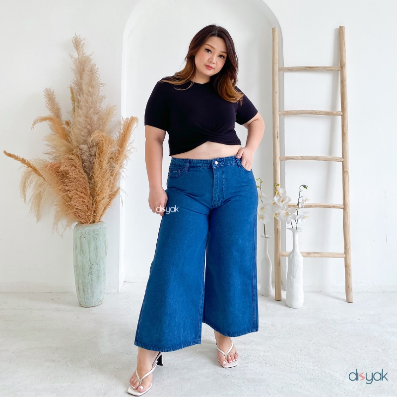 DISYAK - JUMBO Kulot Curvy High Waist Non Stretch Dark Blue 921