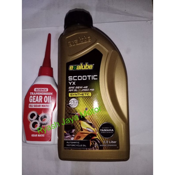 Paket oli mesin Evalube matic Synthetic 20-40w 800ml + gardan 120ml for Vario 125/150/Beat/soul GT
