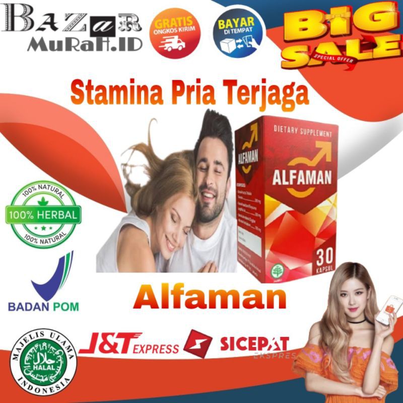 ALFAMAN Asli Original 100% Suplemen Penambah Stamina Pria