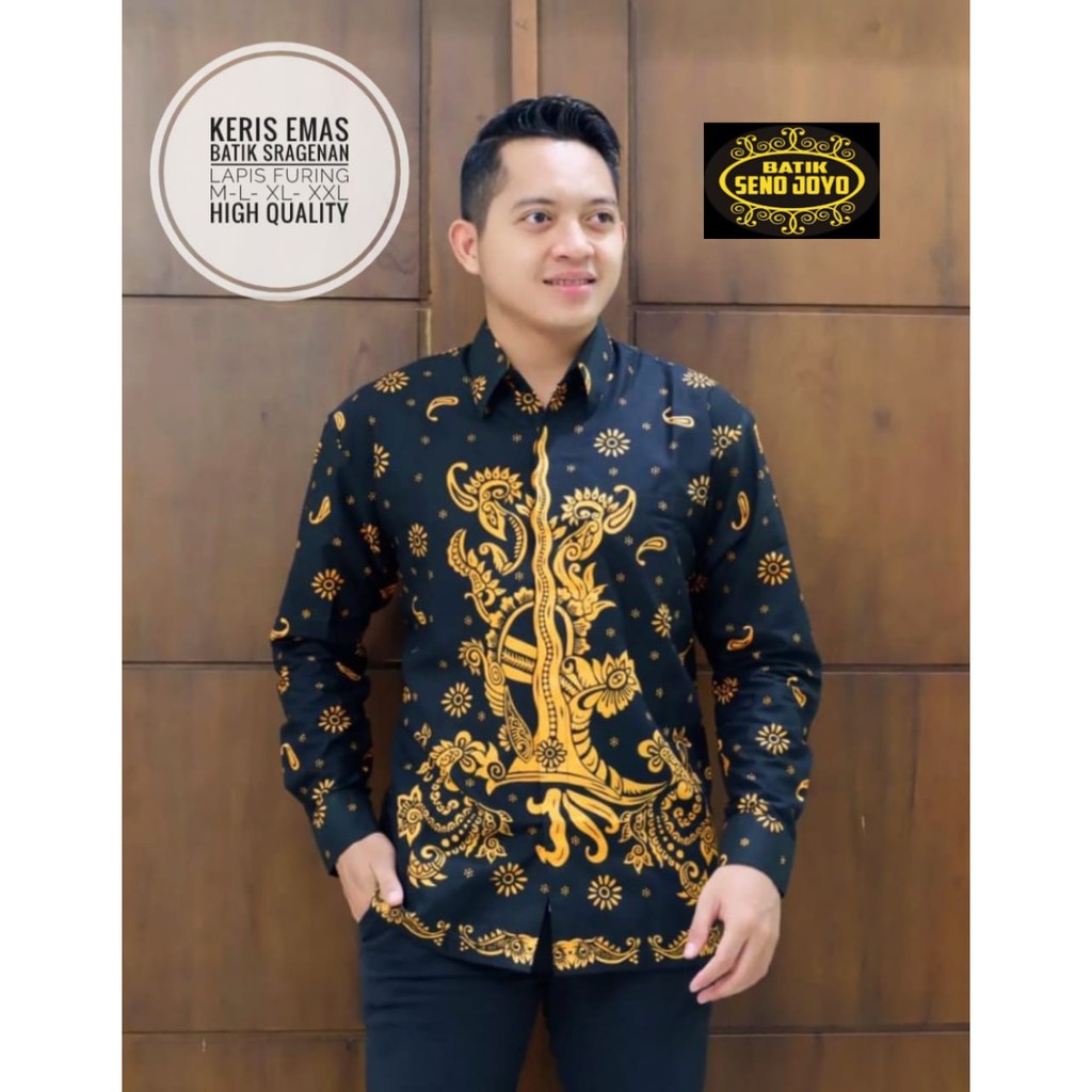 KERIS EMAS BAJU kemeja batik pria lengan panjang terbaru ORIGINAL lengan panjang modern PREMIUM