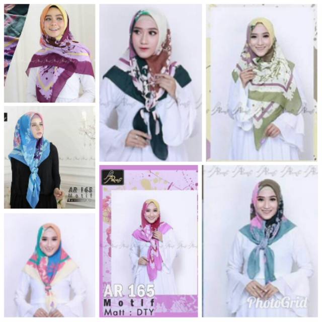 AR 165 motif, AR 165 DTY, jilbab segiempat motif
