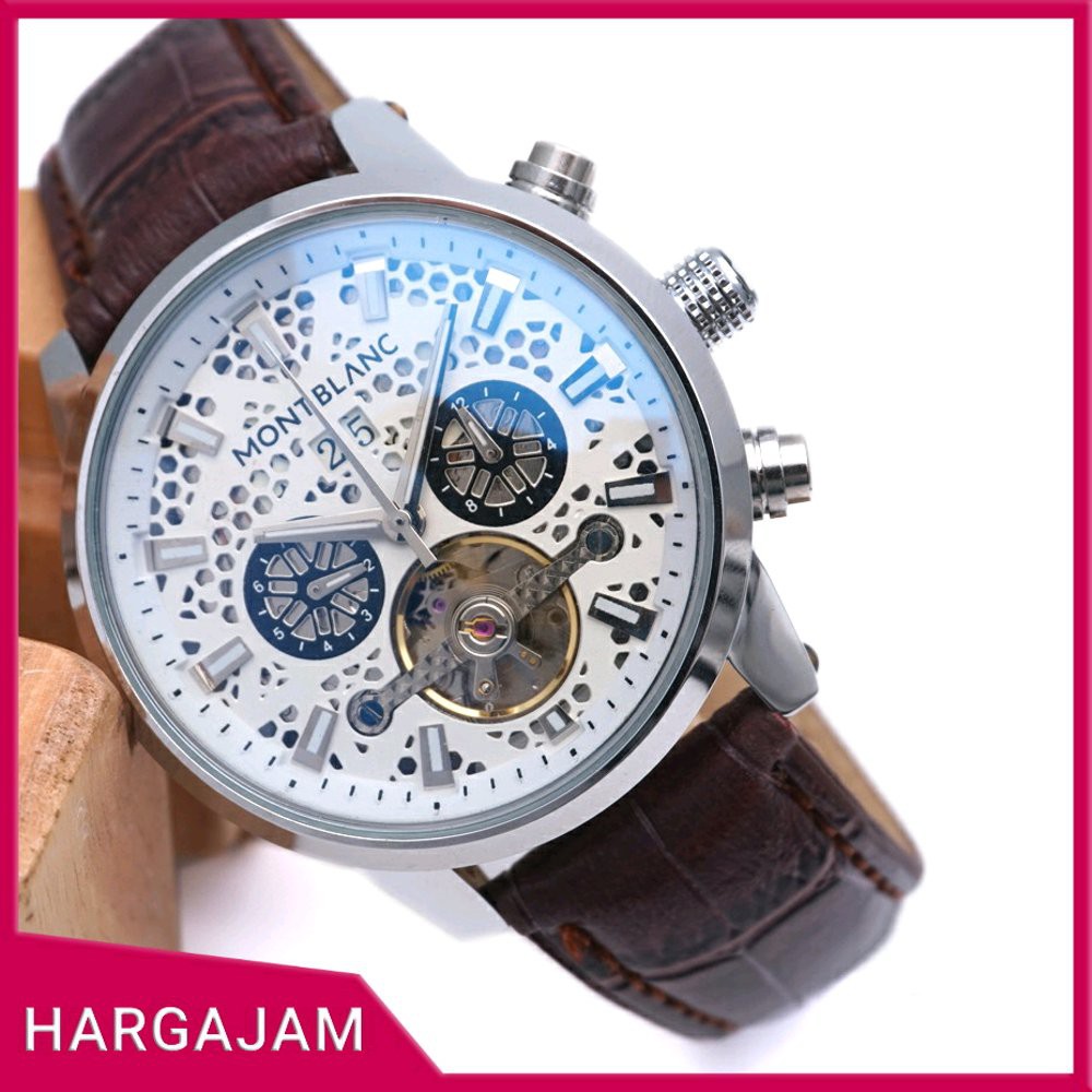 Jam Tangan Pria Automatic Montblanc M1740 Leather Strap by Hargajam Matic Otomatis