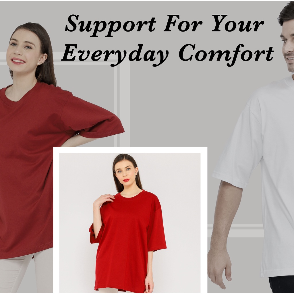 KAOS POLOS OVERSIZE PRIA &amp; WANITA COTTON COMBED 24s BAJU BIG SIZE KOREAN STYLE TSHIRT OVERSIZED