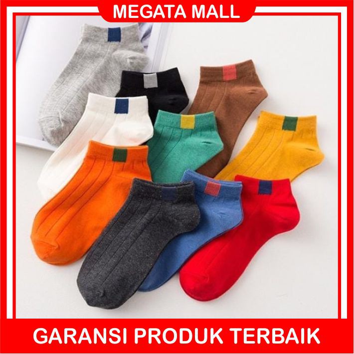 ♫ Megata ♫ A052 Kaos kaki Motif Petak Kaoskaki Pendek Semata Kaki Unisex Pria Wanita Import