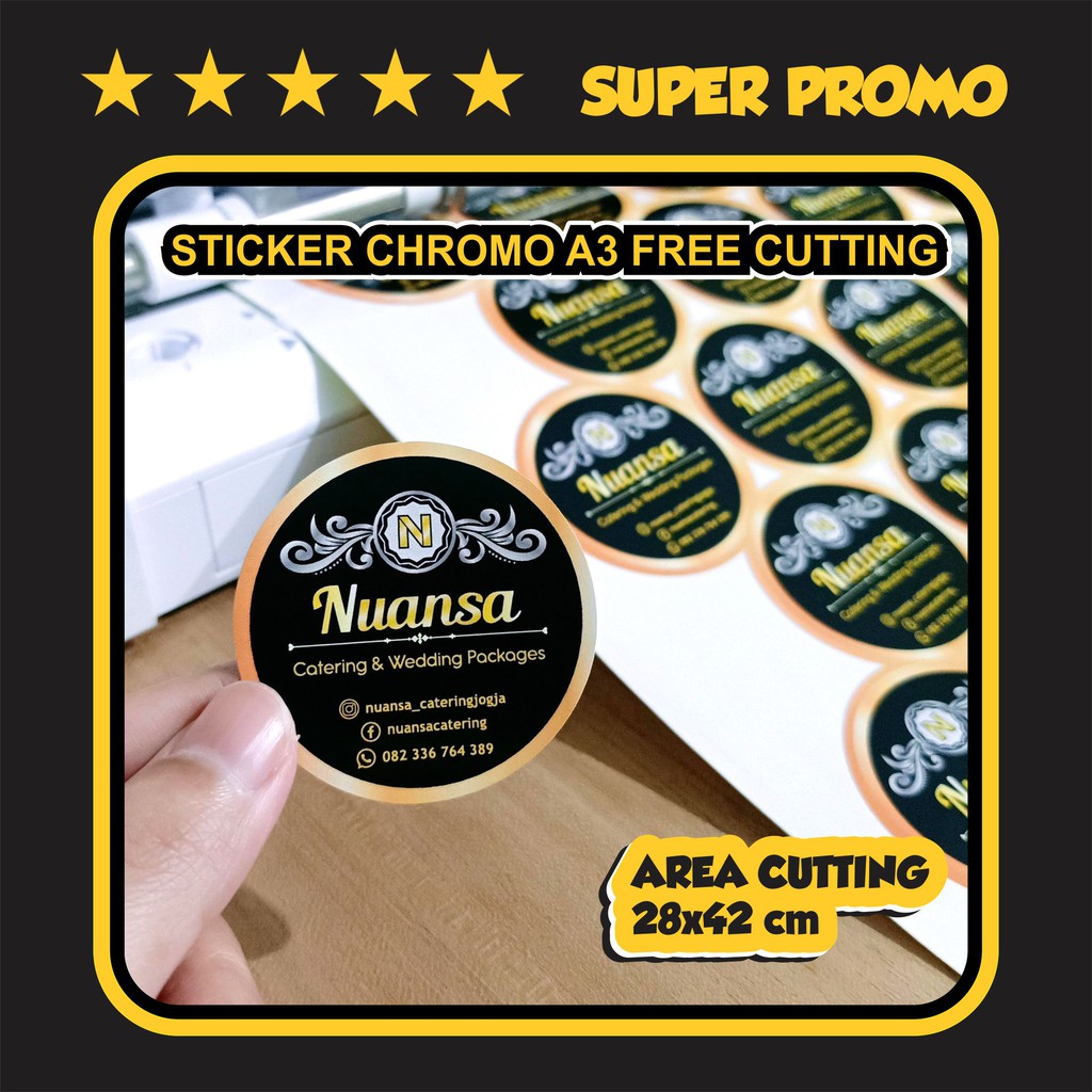 

[TERMURAH PRODUCT STICKER ] Cetak Stiker Label CHROMO Non Waterproof SUDAH CUTTING Toko Olshop Kue Bakery Parfum Buah Toples Lebaran Snack