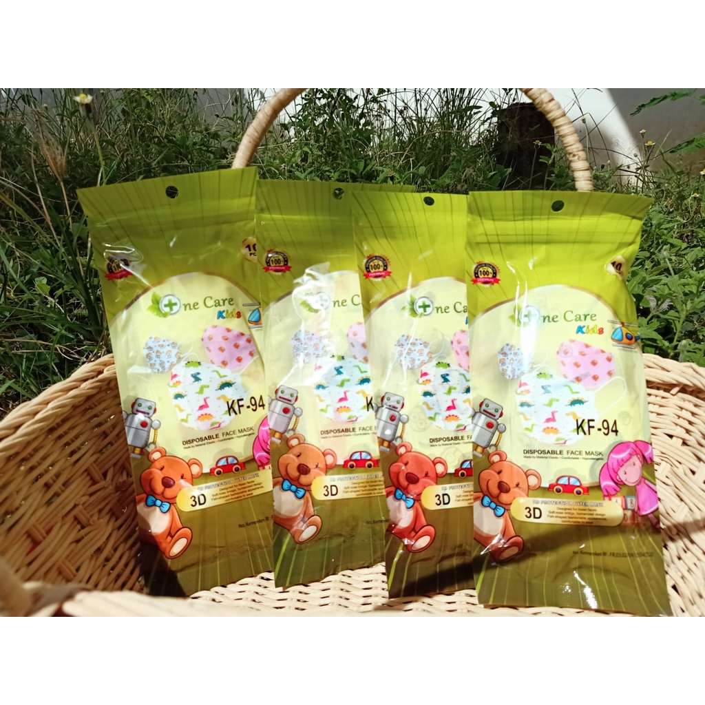 Masker 4Ply Model Evo Korea KF94 ONE CARE anak2 Motif si 10pcs plastik segel Hygenis