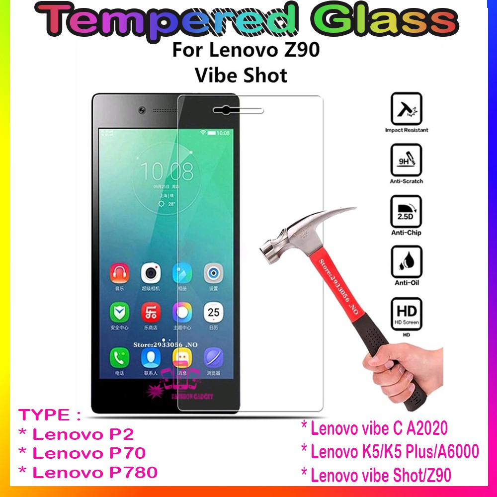 TEMPERED GLASS LENOVO P1 TURBO / LENOVO P70 / LENOVO P780 / LENOVO A2020 / LENOVO K5 / LENOVO K5 PLUS / LENOVO A6020 / LENOVO Z90 ANTI GORES KACA TEMPER GLASS