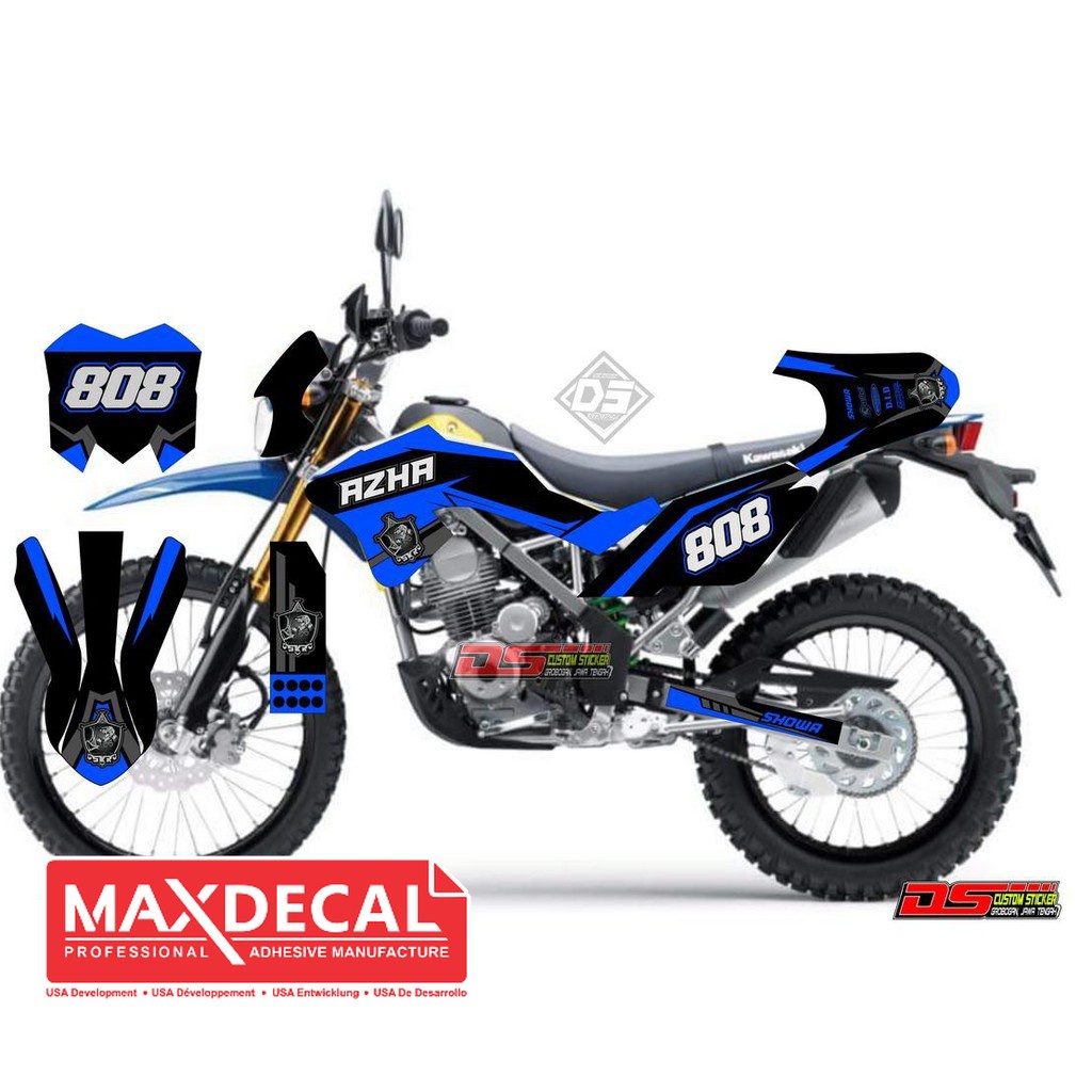 Stiker Decal KLX BF Biru Hitam Silver
