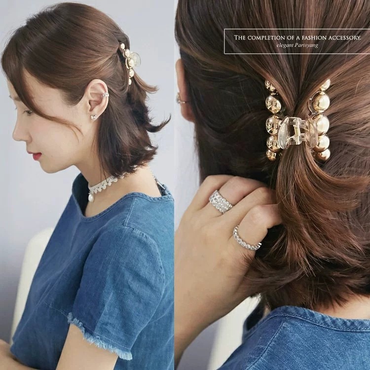 Jepitan Jepit Rambut Salon Korea 8.5cm Jumbo Besar warna Emas Gold Jedai Mutiara Jumbo Gold Pearl Hair Claw Clips