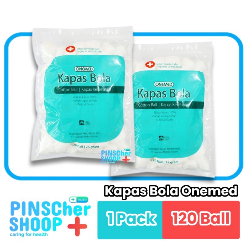 Kapas Bola Onemed 75 Gram Cotton Ball Isi 120 Ball