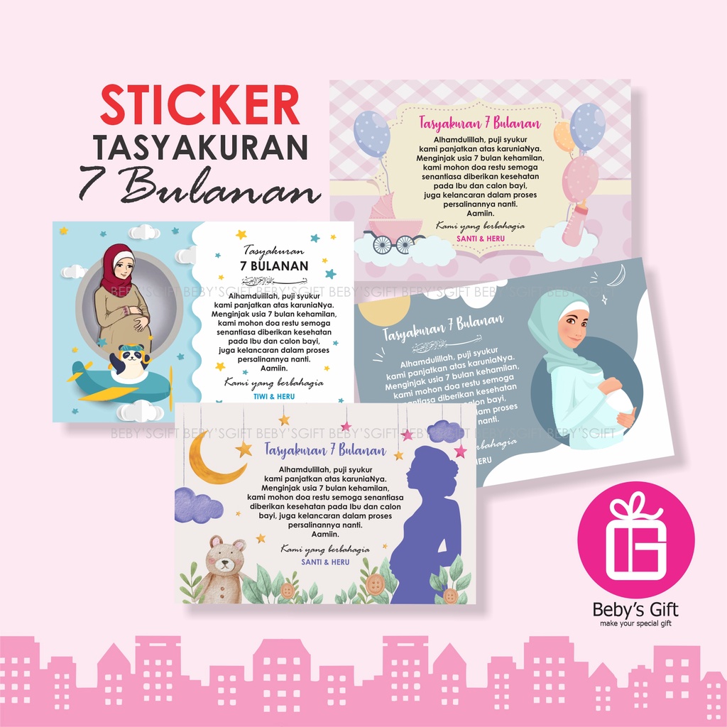 Sticker Box Nasi Tasyakuran 7 Bulanan Stiker 4 Bulan Kehamilan