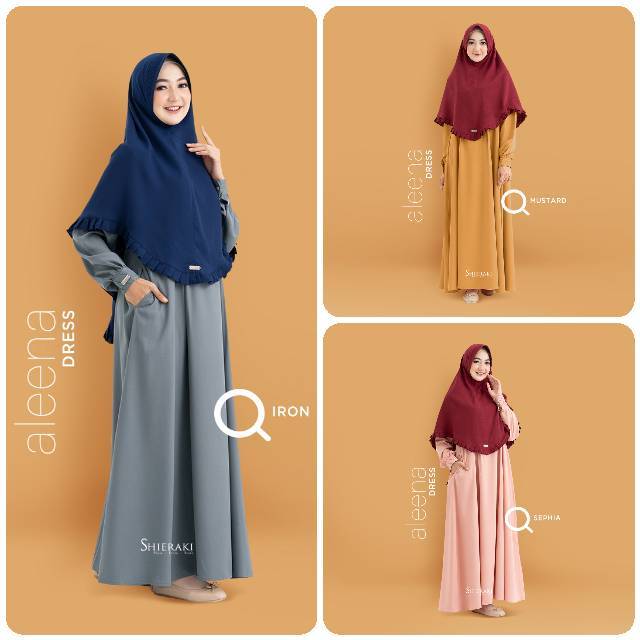 GAMIS POLOS BUSUI ALEENA DRESS ORIGINAL BY SHIERAKI INDONESIA (GAMIS SAJA)