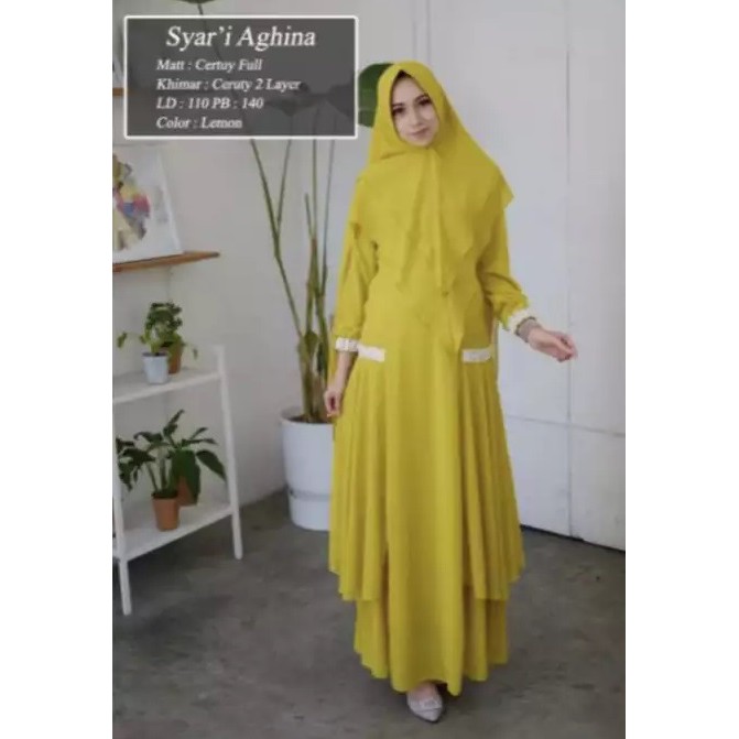 Syar’i Aghina Set Dress+ Khimar