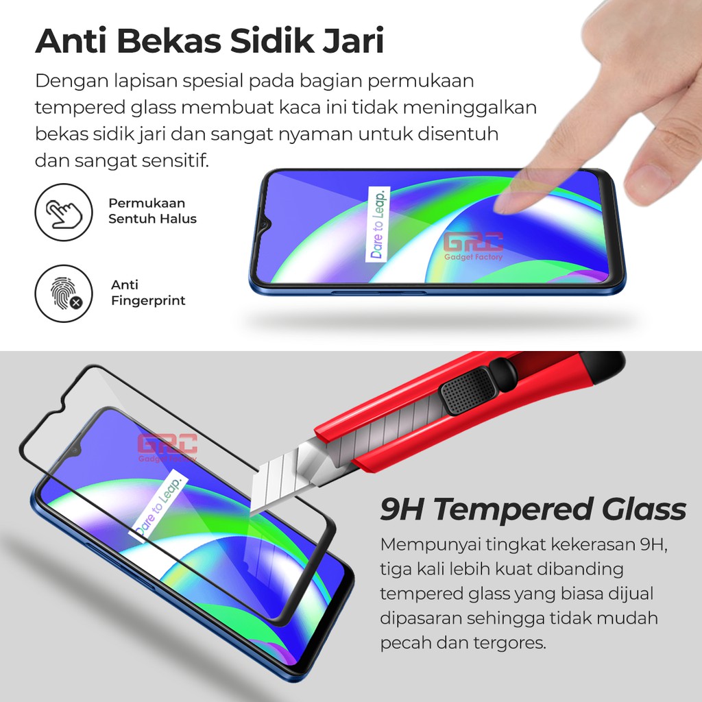 Tempered Glass Realme C12 HOGO Full Cover Anti Gores Kaca