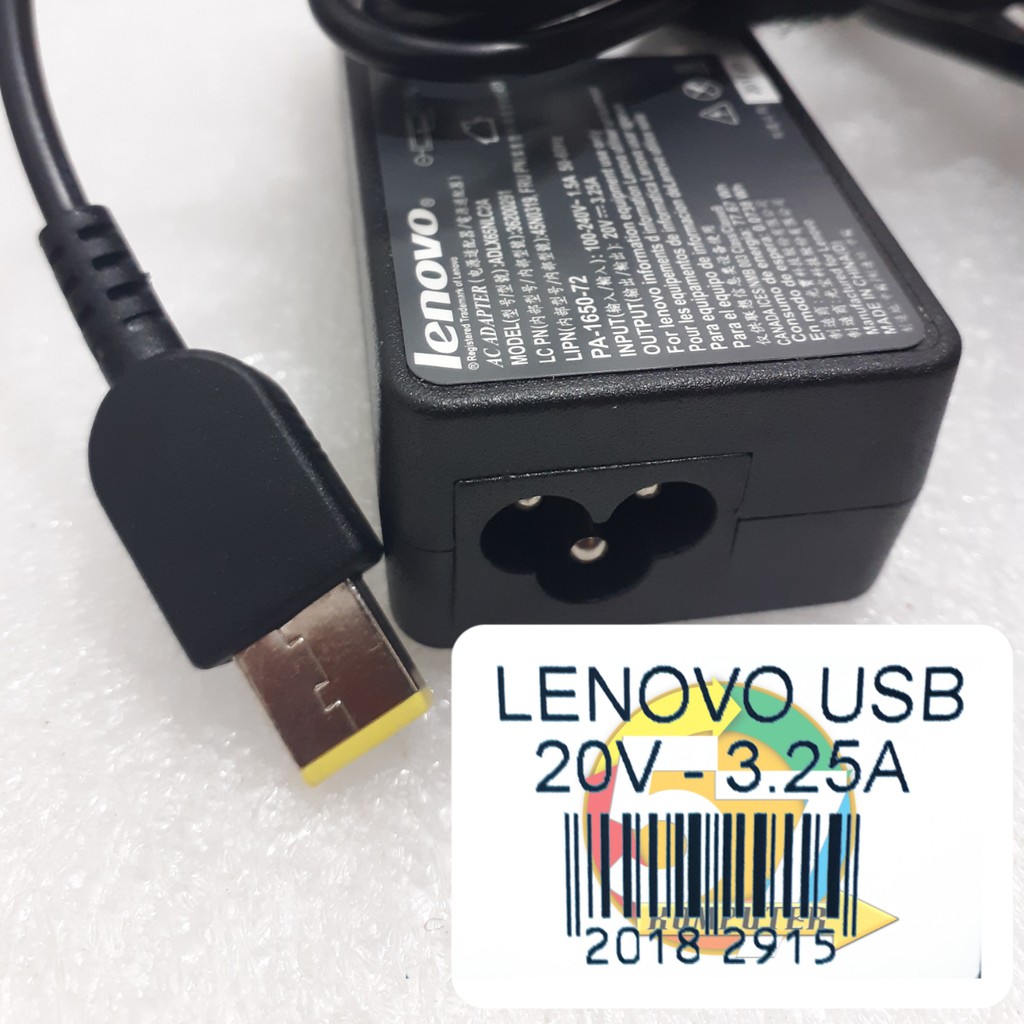 ADAPTOR/CHARGER LAPTOP LENOVO Compatible For 20V-3,25A USB