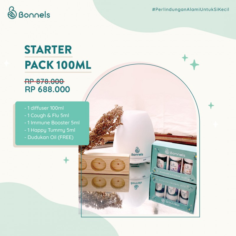 Bonnels Starter Pack (Diffuser 100 ml + 3 Essential Oil 5 ml)