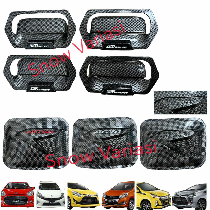 Paket Outer Handle Tank Cover Agya Ayla GR SPORT 2013 2017 2022 Carbon