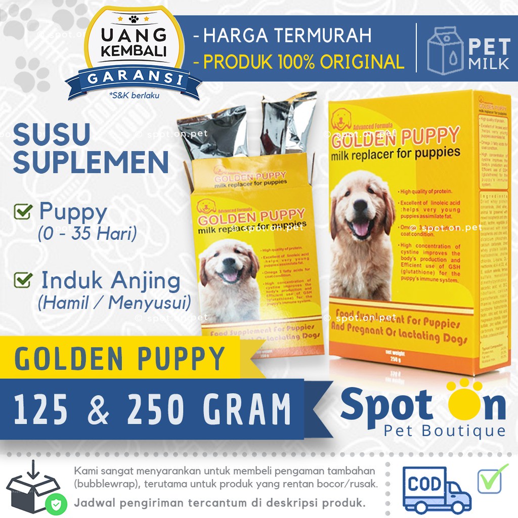 Susu Anak Anjing Golden Puppy 250gr | Susu Puppy 250 gr Milk replacer | Babydog Milk Murah Growppy