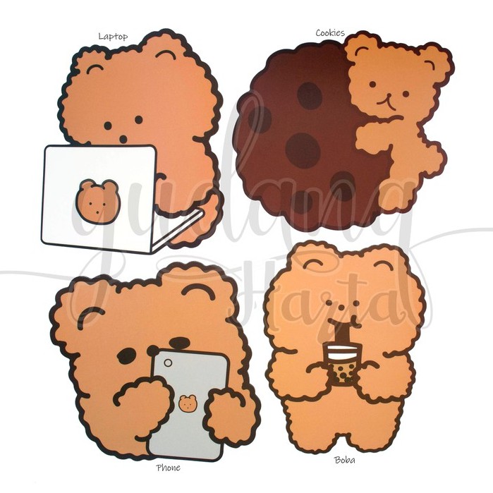 Mouse Pad Cookie Bear Anti Slip Motif Beruang Coklat Kue GH 317005