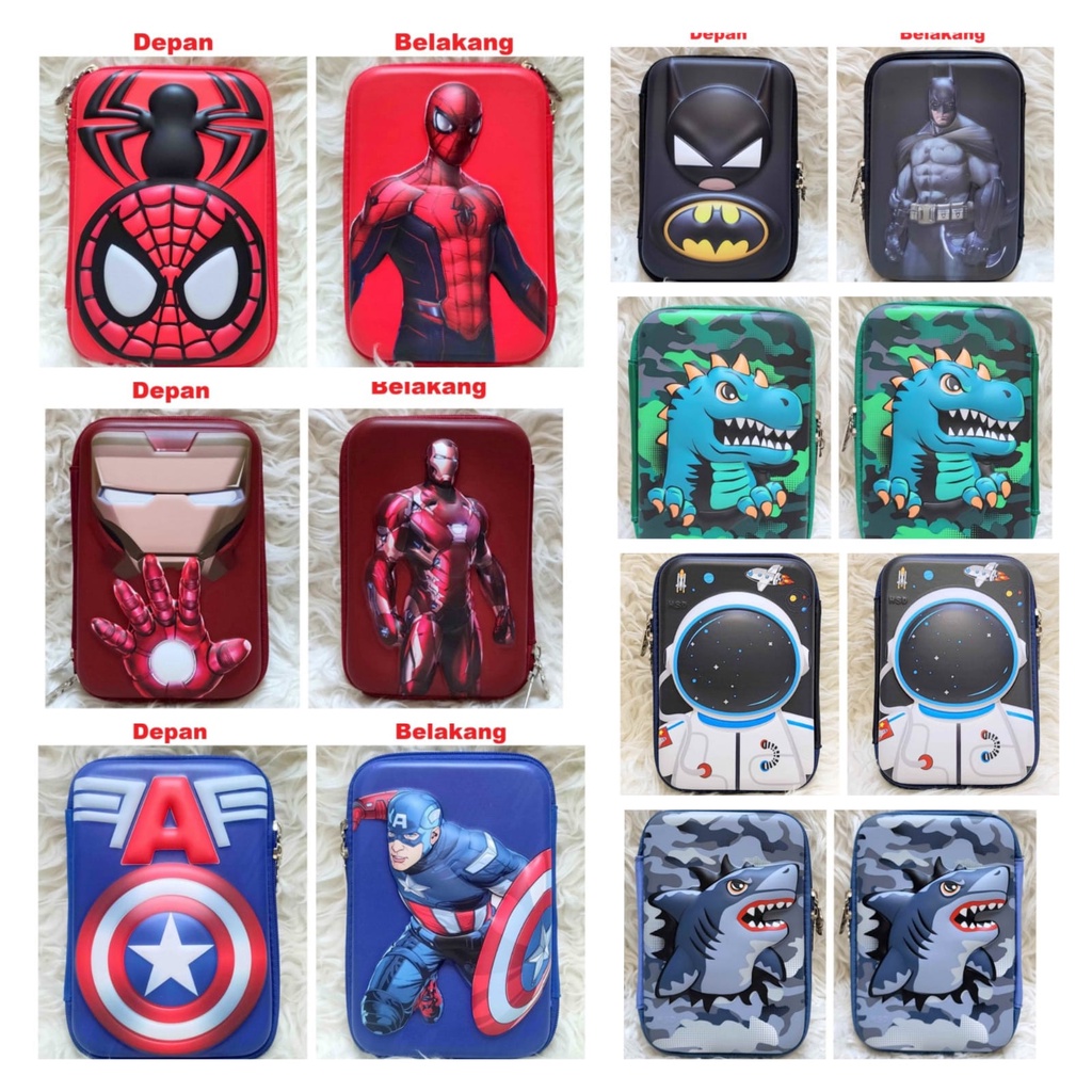 

Kotak Tempat Pensil Anak Cowok 3D Captain America Spiderman batman Avenger pencil Case timbul hardcase smiggle space shark dino dinosaur