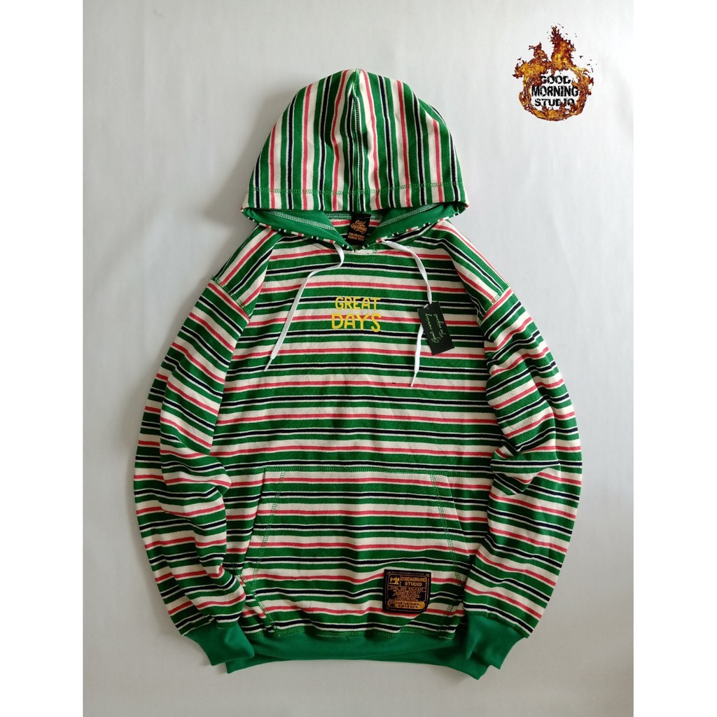 SWEATER HOODIE GOOD MORNING GREAT DAYS 3STRIPE