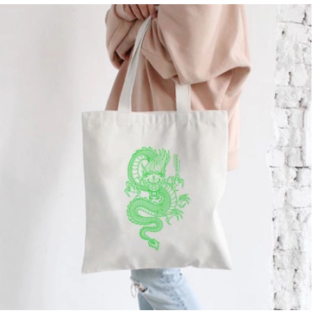 Totebag Kanvas Gambar Naga Tas Belanja Wanita Aesthetic Pria/Wanita Terbaru 2022