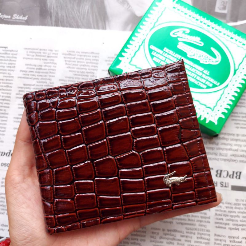 Dompet Pria Murah Cowok Pendek Lipat Motif Buaya Coklat Fashion