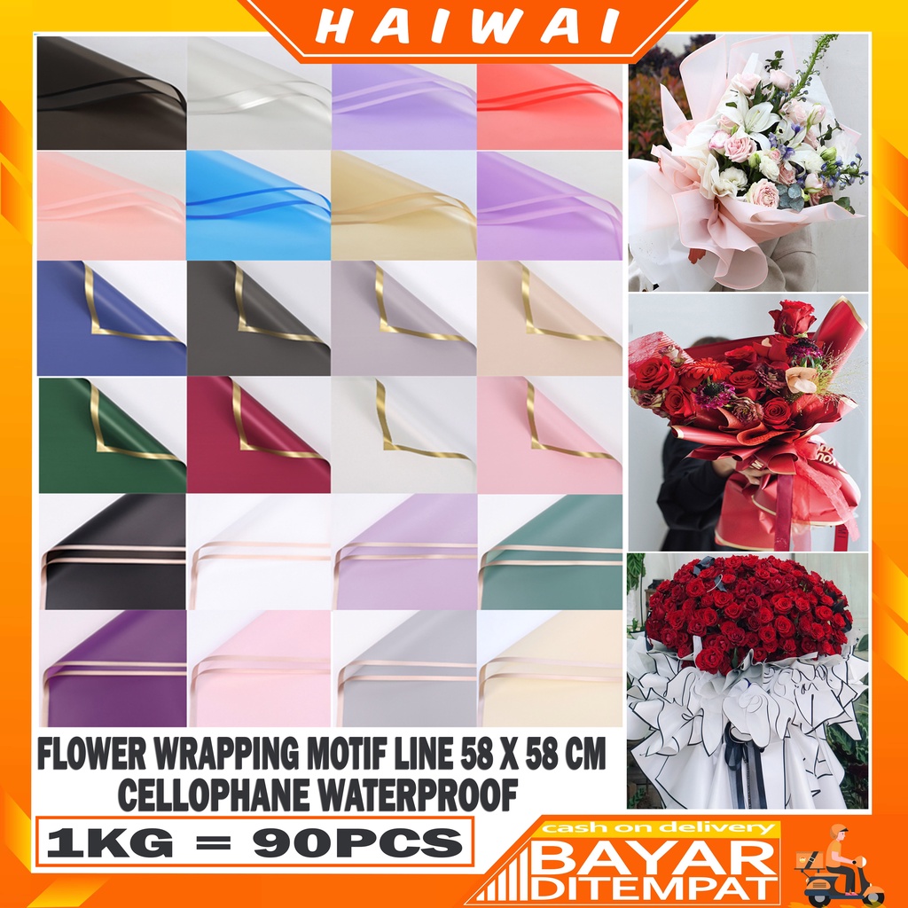 

HaiWai COD Flower Wrapping Motif Line Colour & Gold Waterproof Kertas Buket Pembungkus Bunga / Kertas Bunga / Kertas Kado KB05 / KB09 / KB10 / KB12