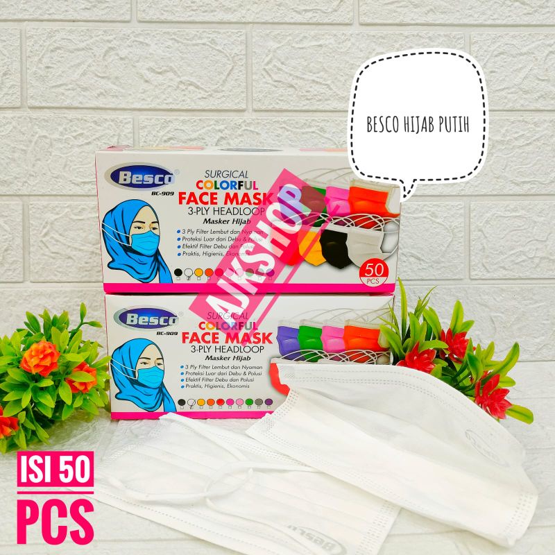 Masker Hijab 3ply isi 50pcs/box