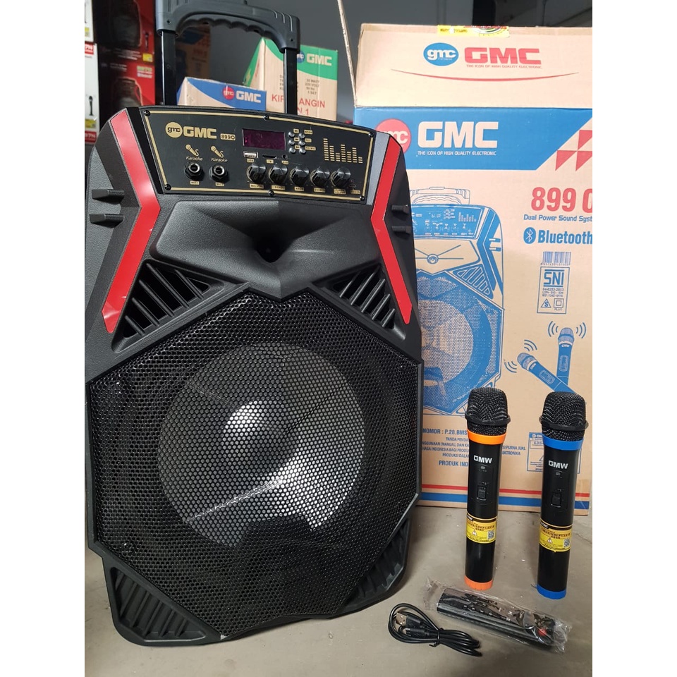 GMC 899O SPEAKER KARAOKE BLUETOOTH 12 INCH WITH 2 MIC WIRELESS