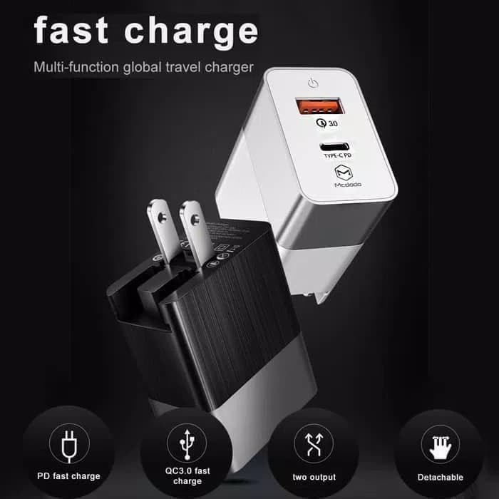 [Bundle] Mcdodo Travel Charger 18 W + Kabel Micro USB Gen 3 Black 1,5 M