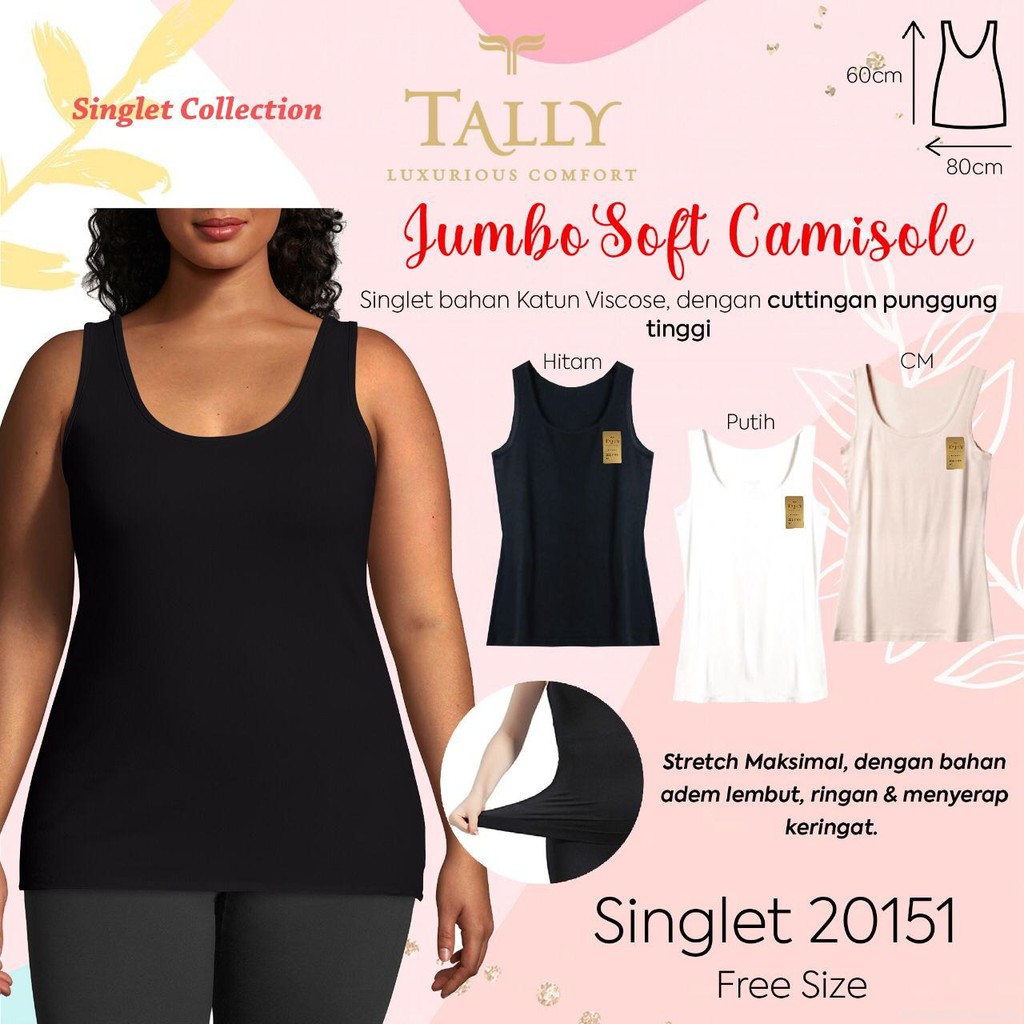 Singlet JUMBO Wanita Katun Lembut Viscose Tally 20151 / Tank Top JUMBO Cewek Perempuan Soft Camisole