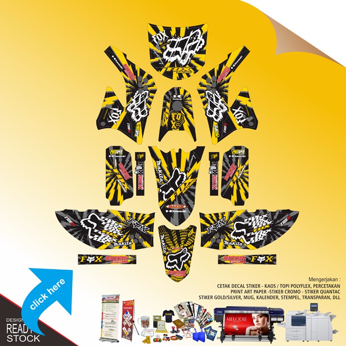 DECAL STICKER MOTOR KAWASAKI KLX PETIR KUNING