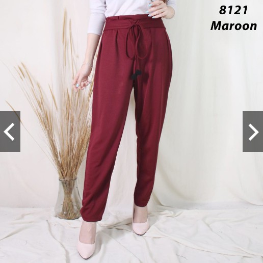 bd 8121 - kulot baggy pants polos abg keren simple ngantor kerja kuliah grosir karet melar sale