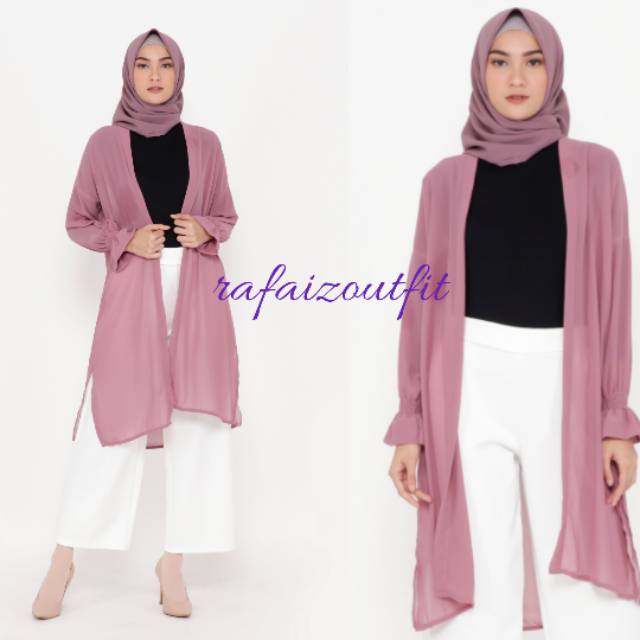 Kardigan polos outer musim panas melindungi kulit km dari matahari dan UV colour dusty pink