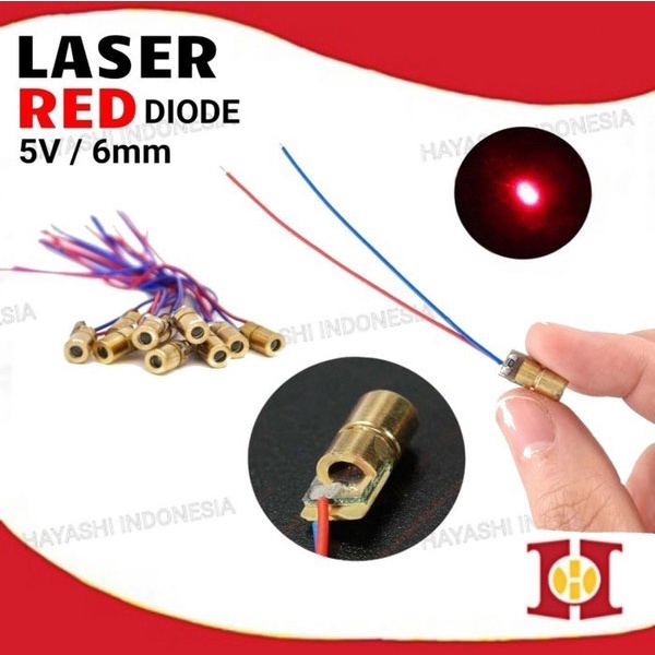 Laser Diode 5V Sinar Dioda 6mm Pointer Red Merah Dot Titik Arduino - 5pcs