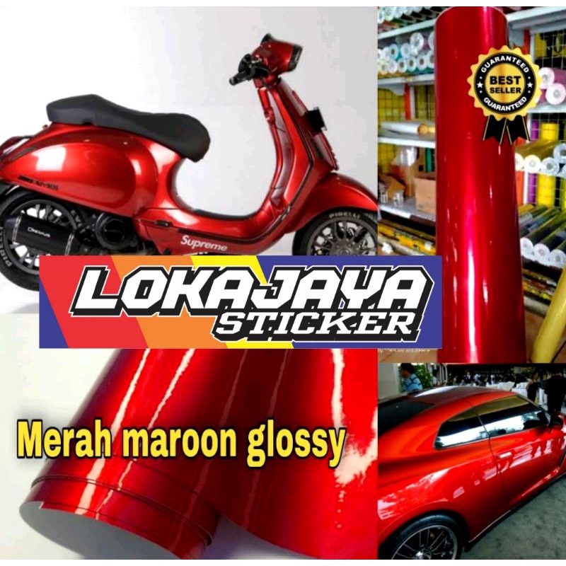 STIKER SKOTLET MERAH METALIK CANDY MERAH MAROON