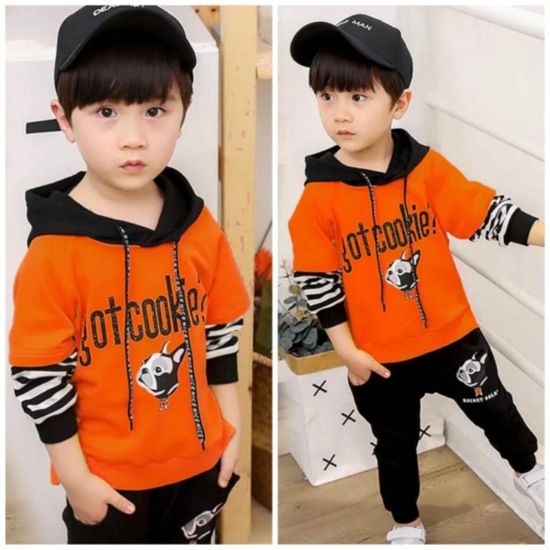SETELAN PAKAI KUPLUK ANAK COWOK DAN CEWEK/SETELAN HOODIE ANAK TERBARU 1-5 TAHUN