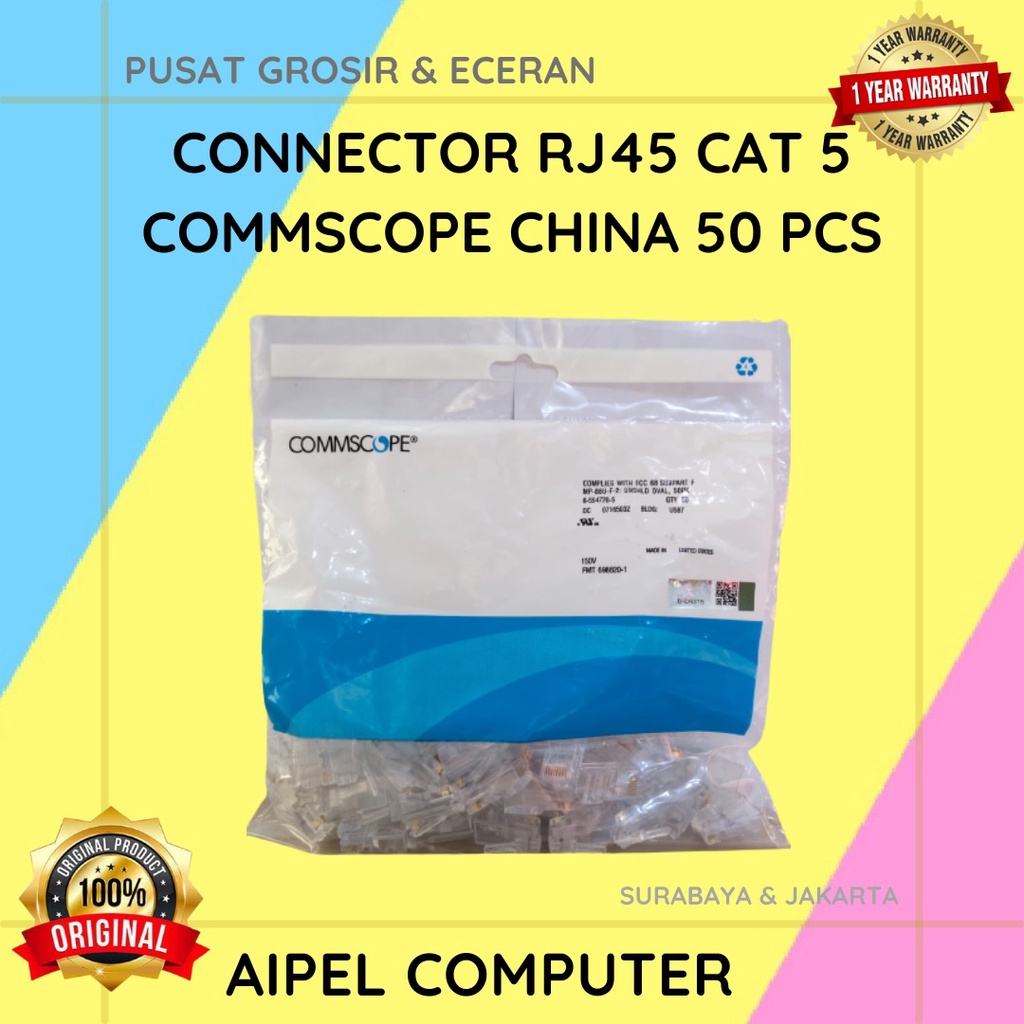 COMM | CONNECTOR RJ45 CAT 5 COMMSCOPE CHINA 50 PCS