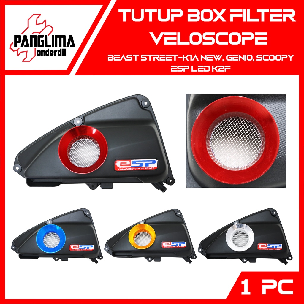 Box Filter Veloscope Beat Street-K1A New 2020 &amp; Genio &amp; Scoopy eSP LED K2F 2021 Tutup-Cover-Penutup Udara Variasi Corong Velocity