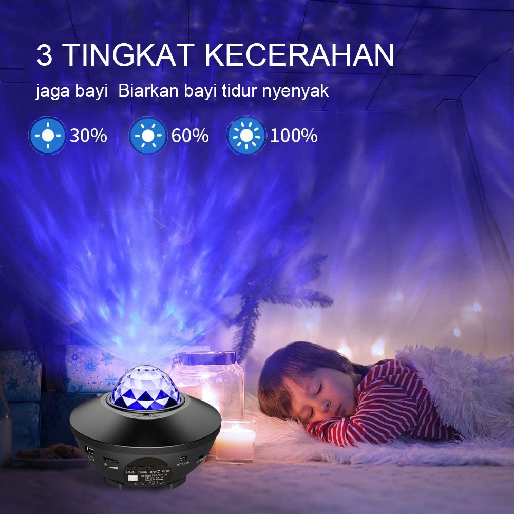 Lampu Proyektor Dengan Speaker Langit Malam Bintang 2in1 Galaxy Nebula Lamp Starry Projector Light Lampu Tidur