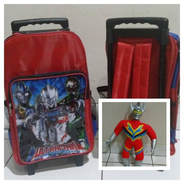 Paket kado hadiah TAS ransel sekolah roda koper TROLI trolley anak BONEKA Ultraman Ultramen murah